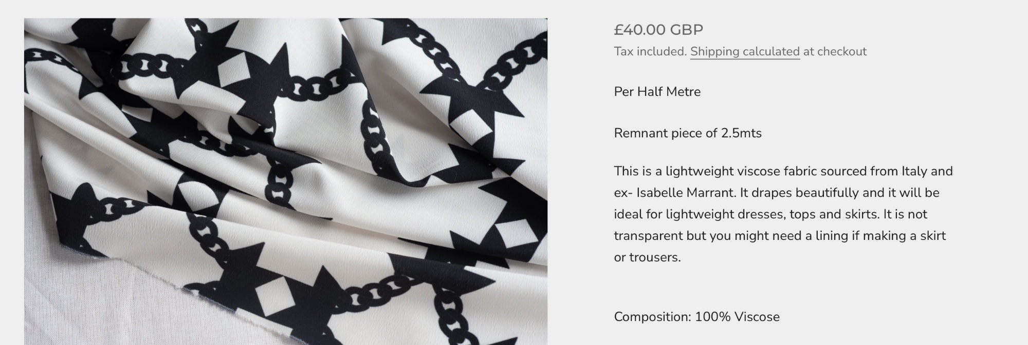 The original product page for this fabric