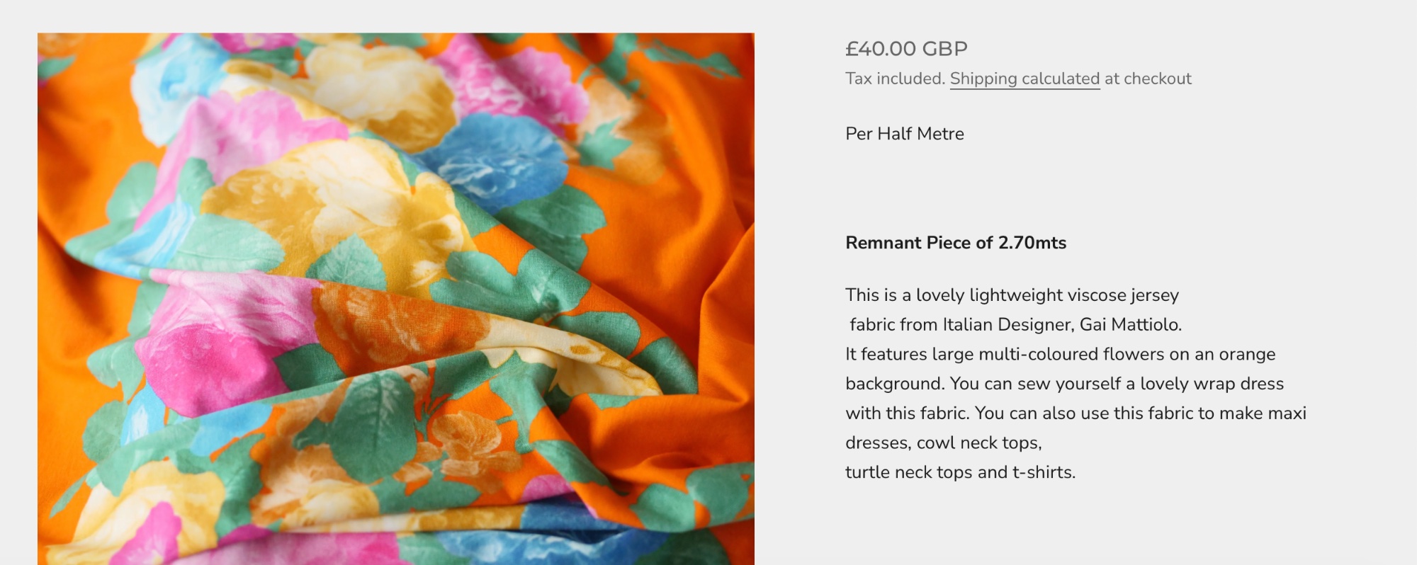 The original product page for this fabric