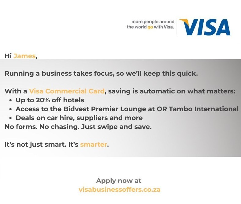 Visa emailer to business owners
